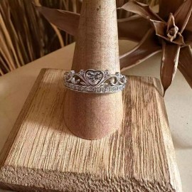 unbranded Heart & Crown CZ Sterling Silver Ring