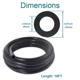 GEPHYNM Vacuum Hose Automotive, 10 FT 1/4 Inch ID Silicone Vacuum Line with 10PCS Clamps, 130PSI Max Pressure