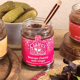 Claire's Handmade - Beetroot Chutney with Ginger (200g) - Award Winning Traditionally Made Earthy Beetroot & Warming Ginger Chutney, Suitable for Vegetarian, Vegan & Gluten Free Diets, GMO Free