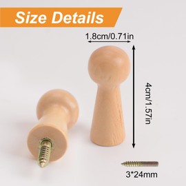 MOROBOR 20pcs Wooden Hooks Shaker Pegs, Towel Hook, Shelf Clip, Screw-On Solid Hook for Bathroom Towels, Doors, Stair Edges, Wardrobes
