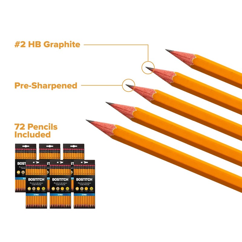 Bostitch Office Premium #2 Pencils, American Cedar Wood, Pre-Sharpened, HB