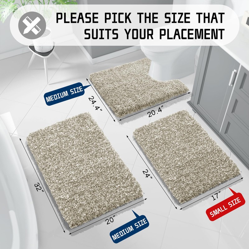 Yimobra Bathroom Rugs Non Slip Washable 24x17, Ultra Soft and