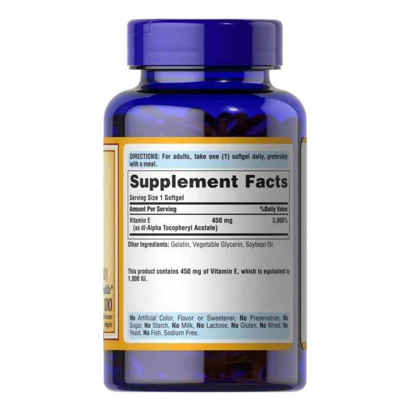 Vitamina E 1000iu 450mg X 100 Softgel Usa