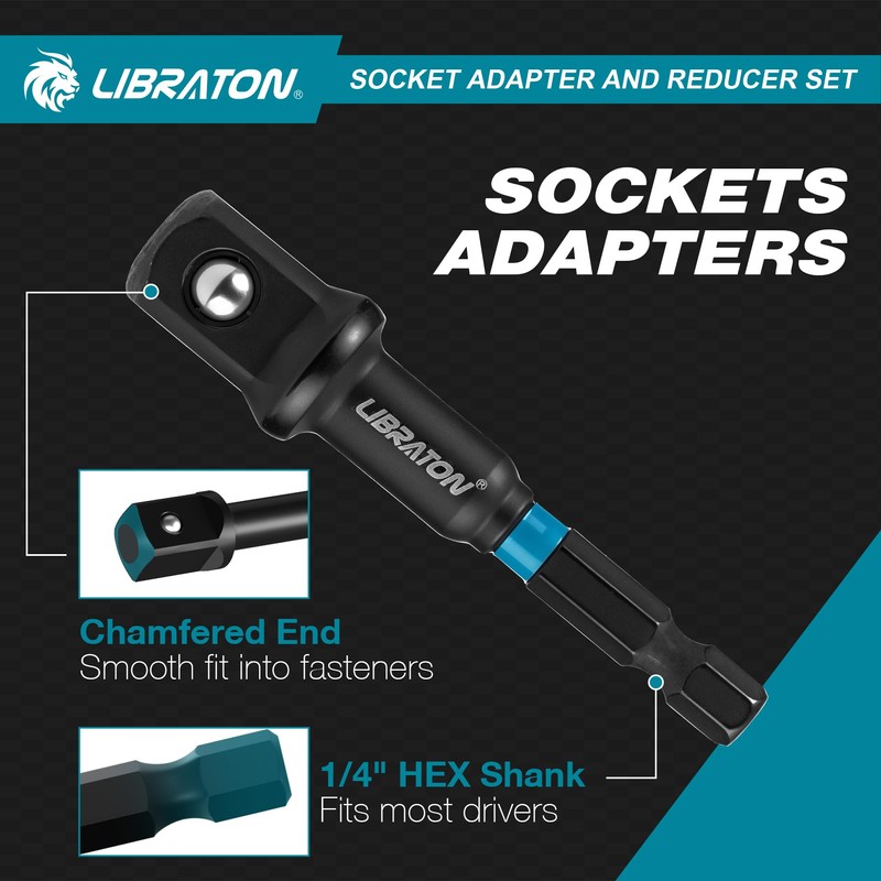 LIBRATON 20PCS Socket Adapter and Reducer Set, Impact Socket Adapters,