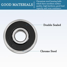 QUARKZMAN 626-2RS 6x19x6mm Ball Bearing x 4pcs. Carbon Steel for Machines and Tools, Double Sealed