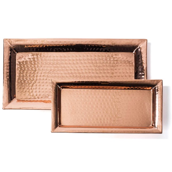 Colleta Home Hammered Copper Tray – Set of 2, Serving