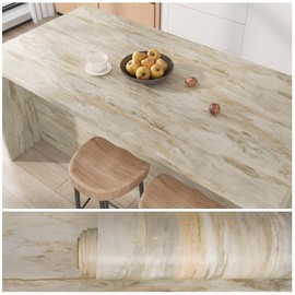 VEELIKE Slate Beige Marble Countertop Contact Paper Peel and Stick Countertops Waterproof Marble Contact Paper for Countertops 15.7''x354'' Removable Adhesive Marble Wallpaper for Kitchen Bathroom