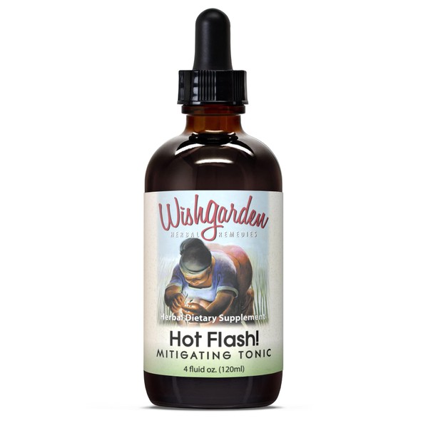 WishGarden Herbs Hot Flash Mitigating Tonic - Natural Herbal Hot Flash Relief & Night Sweats Supplement With Black Cohosh & Vitex Berry Supports Healthy Hormone Levels, Menopause Relief For Women, 4oz