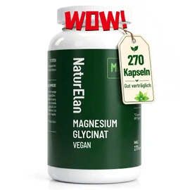 Magnesium Glycinate High Dose Capsules 270x - 300mg Magnesium per Daily Dose, Vegan, Laboratory Tested, Premium: Chelated Magnesium Bisglycinate, High Dose