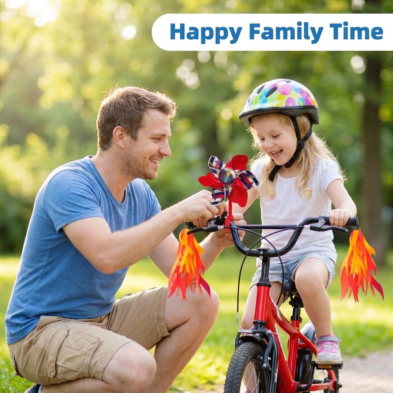 Cullevo Bike Streamers Tassels for Kids Handlebar, 5-Pack with Pinwheel