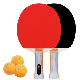 Mritrit Portable Table Tennis Bat Ball Set with 2 Ping Pong Rackets and 3-Star Balls, Compact Carry Case for Indoor or Outdoor Sports, Beginner Friendly and Family Games