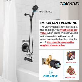 gotonovo Bathroom Shower Head Kit High Pressure Combo System Shower Faucet 6 Modes ABS Handheld Spray Shower Trim Kit Valve Included Shower Head and Handle Set Oil Rubbed Bronze