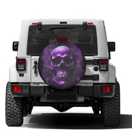 Purple Skull Printed Spare Tire Cover Dust-Proof Wheel Tire Cover Fit Trailer, RV, SUV and Many Vehicle 17 Inch