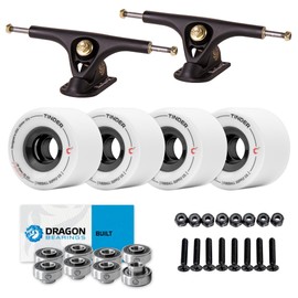 Paris V2 50° Longboard Skateboard Trucks Bundle - Set of 2 Longboard Trucks with Tinder 60mm Longboard Wheels & Bearings for Cruising & Carving (Black, 180mm / 65mm)