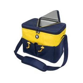 Geckobrands Large 15 Bottle Neoprene Can Cooler, Navy/Maize