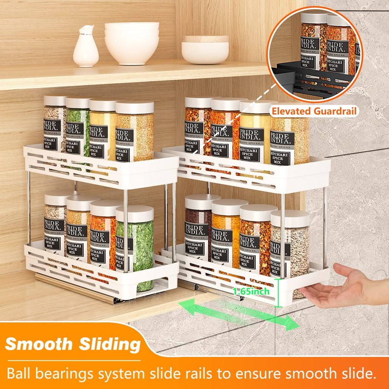 Pull Out Spice Rack Organizer for Cabinet, 3 Packs Slide