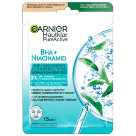 Garnier Cloth Mask, Face Mask for Oily Skin, Anti-Impurities, Formula with Tea Tree Oil and Salicylic Acid, Clear Active, 23 g