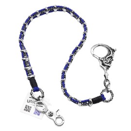 UNIQSUM Big Skull Clasp wallet chain Black Leather Biker Key Jean chain SJ29S (Blue)