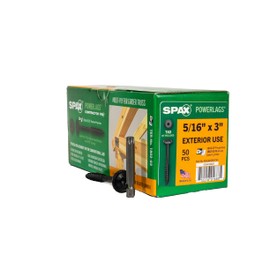 SPAX 4581820800765 5/16” x 3" T-Star Drive Washer Head Black HCR (Exterior) PowerLag Screw (50 Pieces per Box)