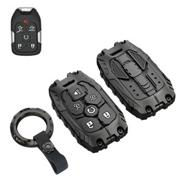 Heavy Key Fob Cover Case Protector for Chevy, Keychain, Accessories for Chevy Suburban Tahoe 2015 2016 2017 2018 2019 2020 GMC Yukon (Type-C 6 Buttons)