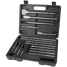 Gickbusus 17 PCS Rotary Hammer Drill Bits and Chisel Set, SDS Plus Bits with YG8C Carbide Tips, Heavy-Duty SDS Drill Bit Set for Concrete and Masonry in Sturdye Carrying Case