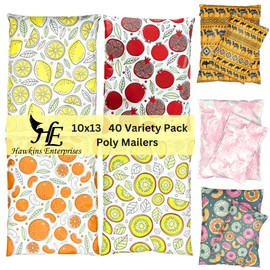 Hawk Poly Mailers 10x13 Cute Fruit Lemon Orange Variety 3.15mil Tamper-Evident Self-Sealing Shipping Envelopes Small Businesses Printed Mailing Bags (Fantabulous Fruit Basket 40 Pack, 10x13)