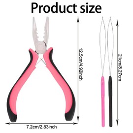 Hair Extension Pliers,Mini Hair Extension Tool,Anti Slip Handles Hair Extension Pliers,Professional Hair Extensions Tool,Includes 2 Loop threaders,Hair Extension Tool for Installation and disassembly