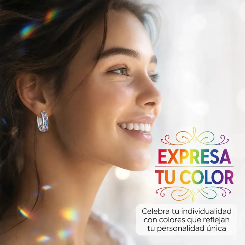 Aretes Plata Pura Con Moissanita Diseño Minimalista 13mm
