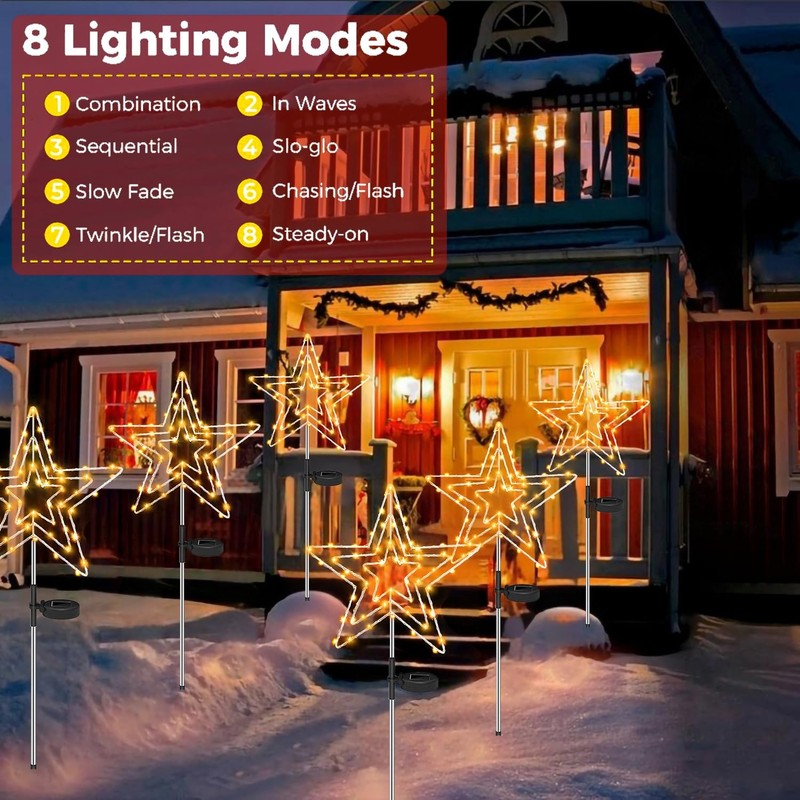 Joysing Solar Christmas Lighting Outdoor Star 2 Pieces 75 LED