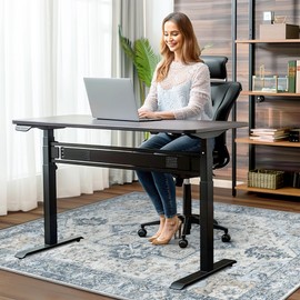 36"x48" Office Chair Mat for Hardwood Tile Floor, Under Desk Carpet Protector for Rolling Computer Chair Mat, Machine Washable Area Rug, Anti-Slip 1/5" Thick Low Pile Thin Vinyl Floor Mat, Blue