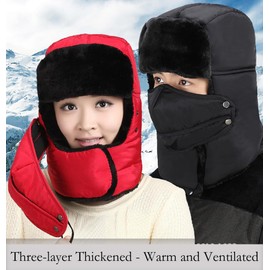 Furry Ski Mask, Red Ski Mask, Warm Face Mask, Excellent Breathability, Ultimate Comfort and Warmth, Suitable for Skiing, Hiking, and Cold Weather Adventures (Red)