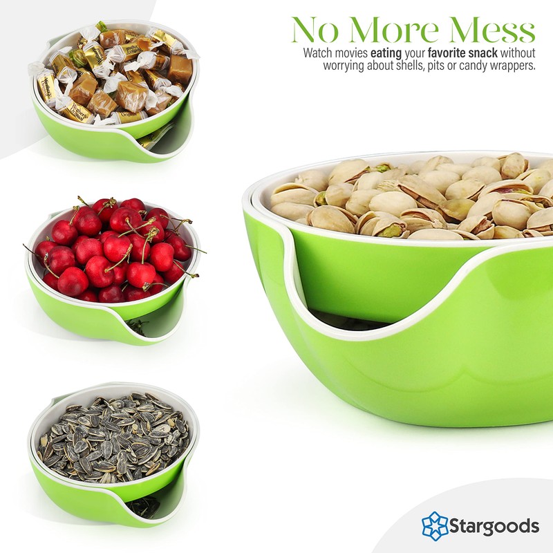 Stargoods Pistachio Bowl, Snack Serving Dish, Double Peanut Bowl with