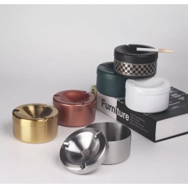 Clicmania Cenicero Portatil Con Tapa Acero Inoxidable Deposito Ceniza