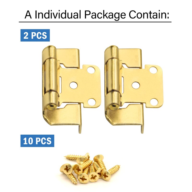 Semi Wrap Overylay Cabinet Hinges Gold, 60 Pack 30 Pairs