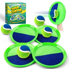 Outdoor Toys for Kids Ages 4-8, Catch Ball Toss Game, Outside Toys for 3 4 5 6 7 8-12 Year Old Boys Girls, Beach Pool Yard Lawn Outdoor Games, Toddlers Kids Birthday Summer Gifts, 4 Paddles 4 Balls
