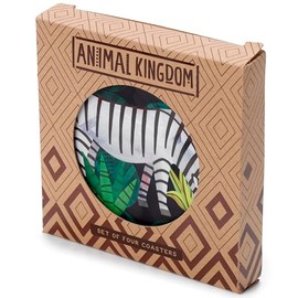 Puckator Animal Kingdom Set of 4 Cork Coasters - Wood Table Pub Drink Coasters Tiles Placemats - Bar Accessories For Home Desk Coaster Tile Slate Dining Table Decor Drinks Mats Man Cave Accessories
