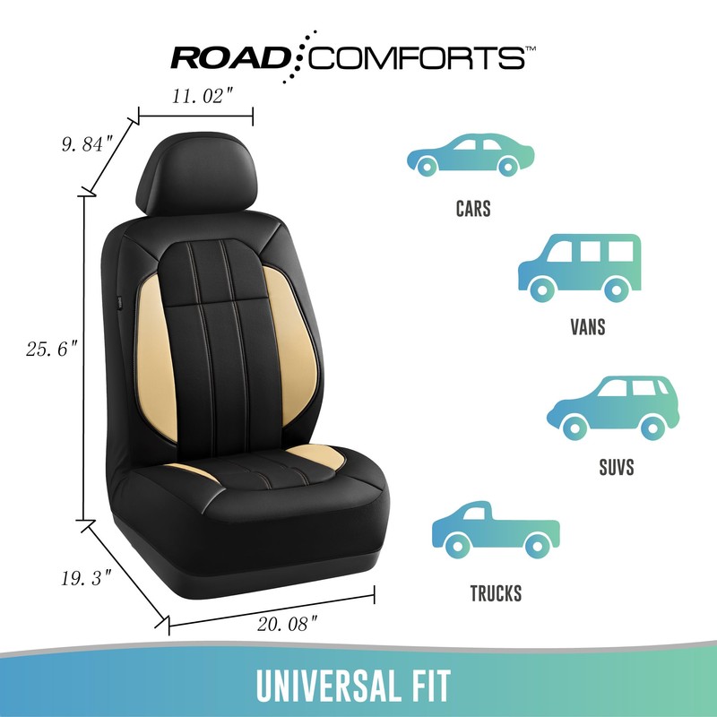Road Comforts Car Seat Covers, Breathable Leather Seat Covers, Car