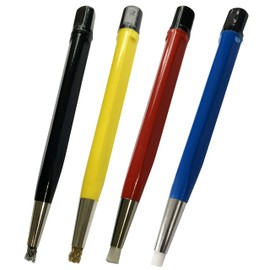 4 SCRATCH BRUSH SET : Brass Steel Nylon Fiberglass Watch Repair Rust Clean Tool (40)