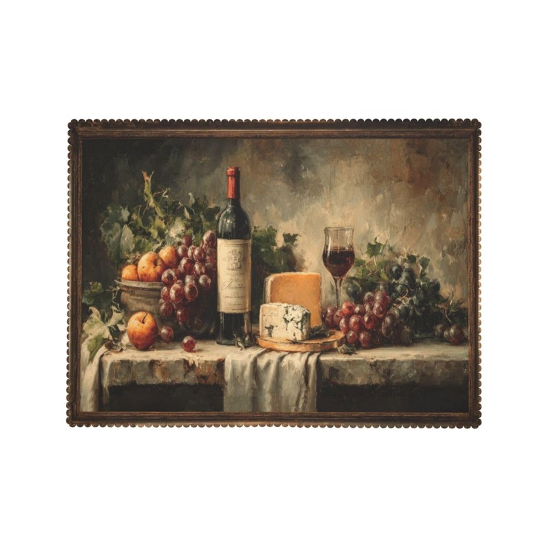 JIANKESEN Retro Wine Bottles Glasses and Grapes Tablecloth Rectangle Cheese