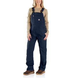 Carhartt Women's Flame Resistant Rugged Flex Loose Fit Duck Bib Overall, Dark Navy, Small