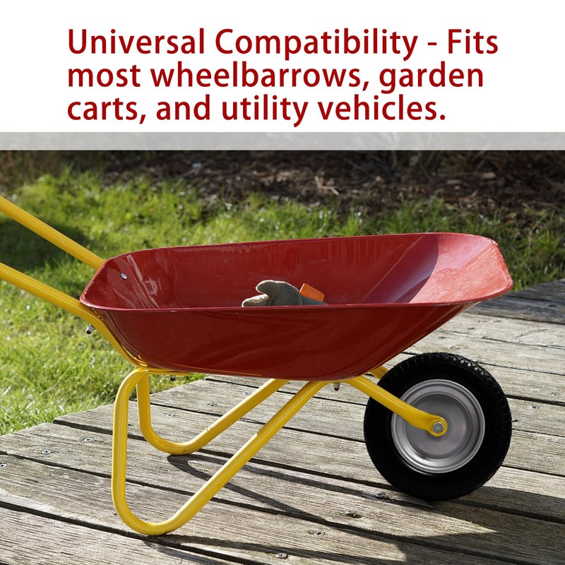 LTNICER 14.5" Wheelbarrow Tire, 3.50-8" Flat-free Solid Tire and Wheel