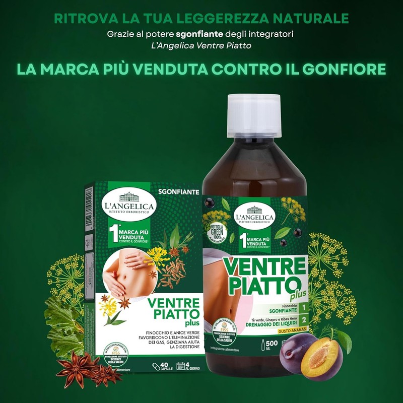L'Angelica, Bipacco Integratore Sgonfiante Ventre Piatto Plus, Con Anice Verde,