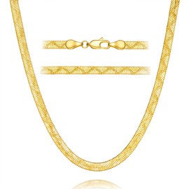 14K Gold Necklaces for Women Trendy Snake Chain Necklace for Men Chunky Gold Necklace for Women Non Tarnish Timeless and Radiant Golden Herringbone Necklaces for Womens 16,18,20,22,24 Inches