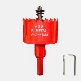 Hole Saw 1-3/4 Inch(45mm) for Wood, Plastic Board, Ceiling,Drywall, and Metal Sheet - HSS Bi-Metal Hole Cutter with Pilot Drill Bit