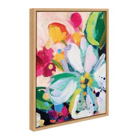 Kate and Laurel Sylvie Wild Growth Framed Canvas Wall Art Set by Rachel Christopoulos, 4 Piece Set Natural, Colorful Flower Brushstrokes Art for Wall