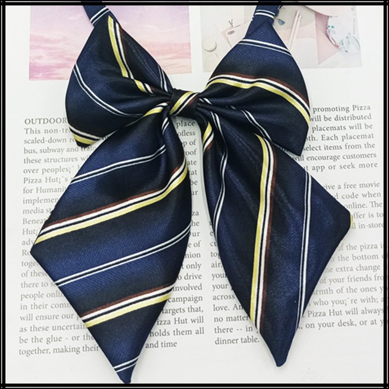 White Fang NC058 Bowtie, Ribbon, Stylish, Students, Uniform, Fashion, Striped,