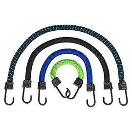 SGT KNOTS Super Stretch Bungee with Hooks - (48) Braided Nylon Cords with 600% Stretch, UV & Moisture Resistant (One Each Color/Size, Variety Pack)