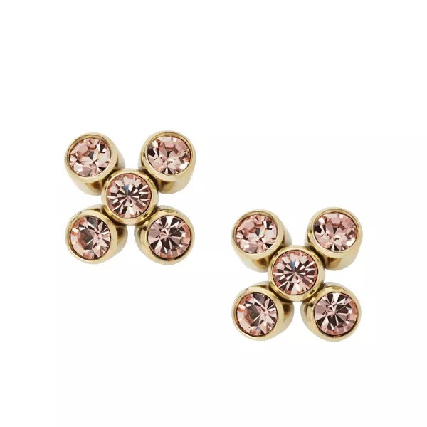 Fossil NEW-FOSSIL BRONZE TONE,GLITZ CRYSTAL,FLOWER SHAPE STUD EARRINGS JF01788710