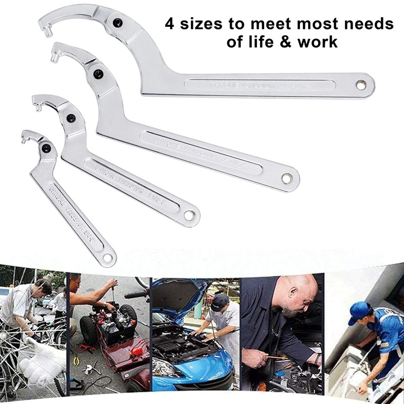 Wadoy Adjustable C Pin Spanner Hook Wrench for Hydraulic Ram