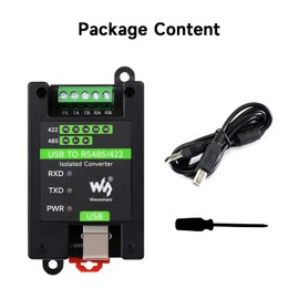 waveshare USB to RS485/422 Industrial Grade Isolated Converter, Onboard Original FT232RL and SP485EEN, Multiple Protection, Wall-Mount and Rail-Mount Support
